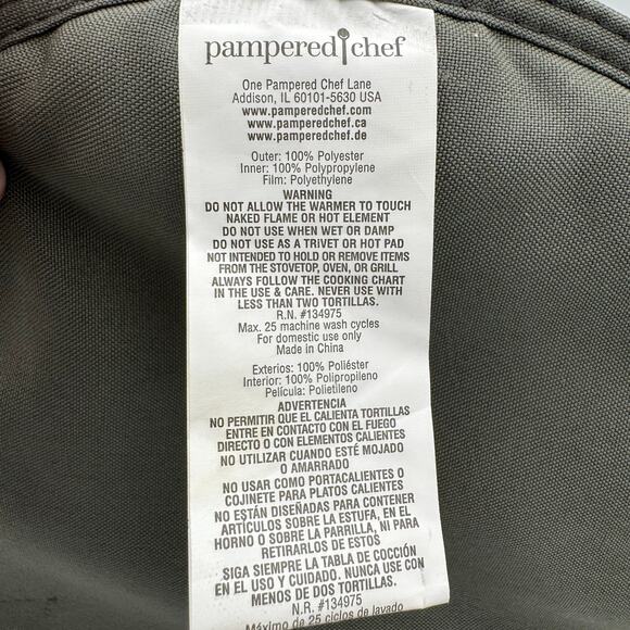 Pampered Chef Tortilla Warmer 10” Round Softshell Flatbread Storage Holder - Picture 5 of 6